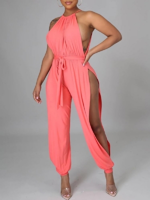 Macacão Feminino Liso Oco Sexy Solto De Cintura Alta