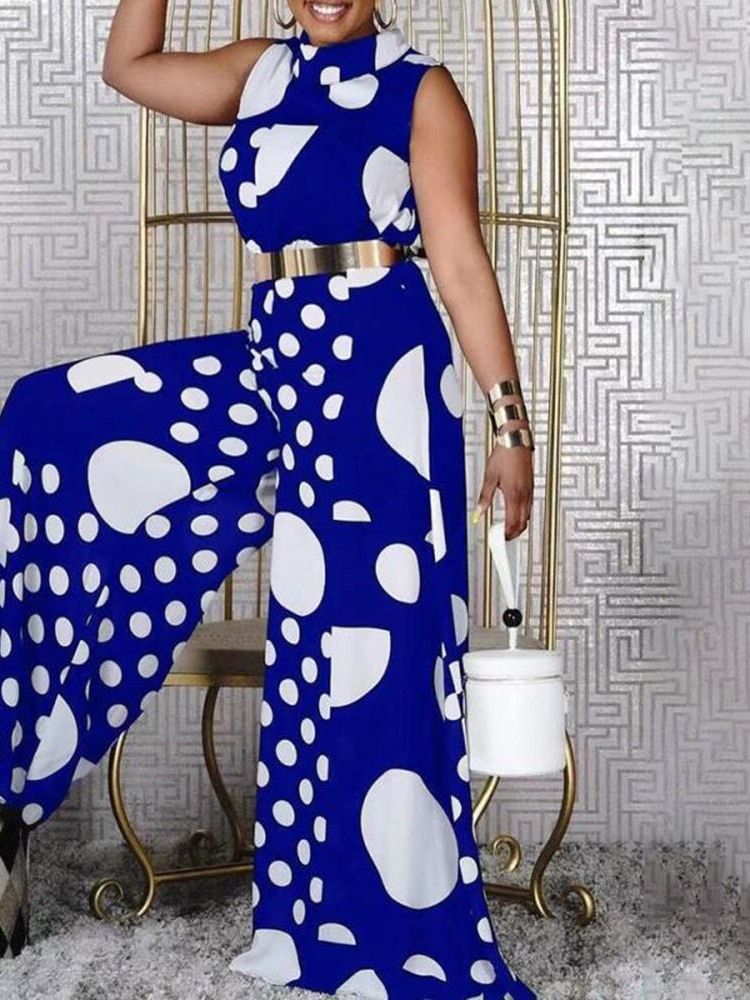 Macacão Feminino De Patchwork De Bolinhas Compridas Soltas E Largas