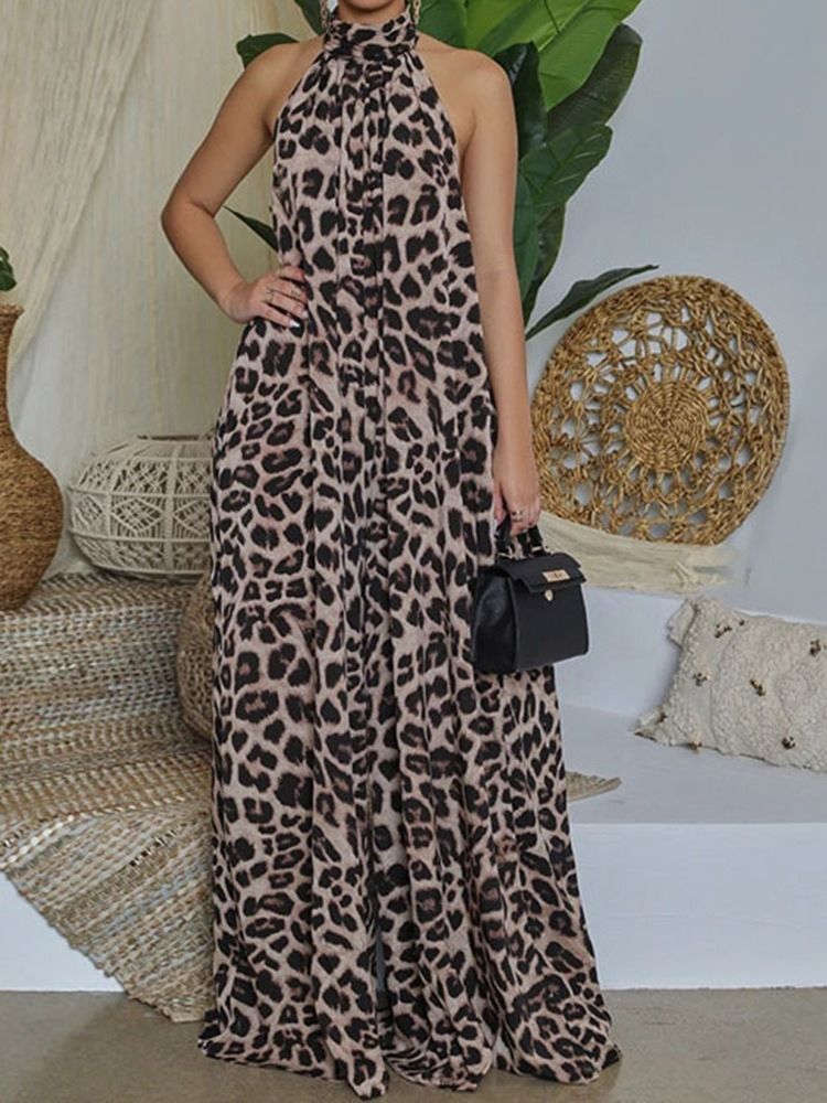 Macacão Feminino Solto Da Moda Leopardo De Comprimento Total