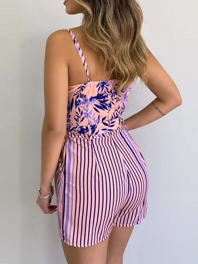 Macacão De Impressão Floral Para Escritório Lady Slim Straight Feminino