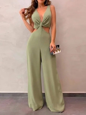 Macacão Liso De Comprimento Total Sexy Feminino De Cintura Média