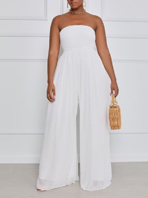 Moda Macacão Feminino Com Pregas De Cintura Alta E Pernas Largas
