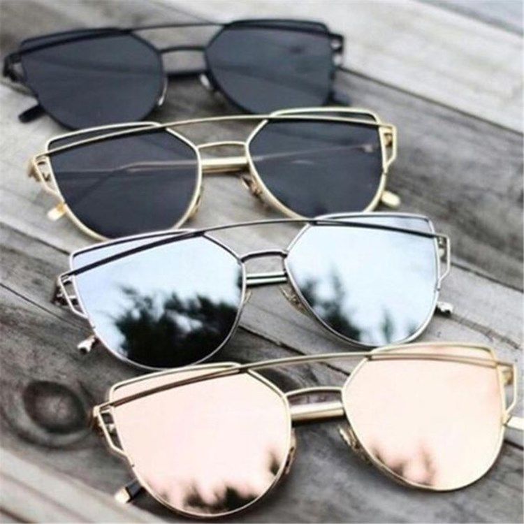 Óculos De Sol Da Moda Feminino Cat Eye Reflect Light