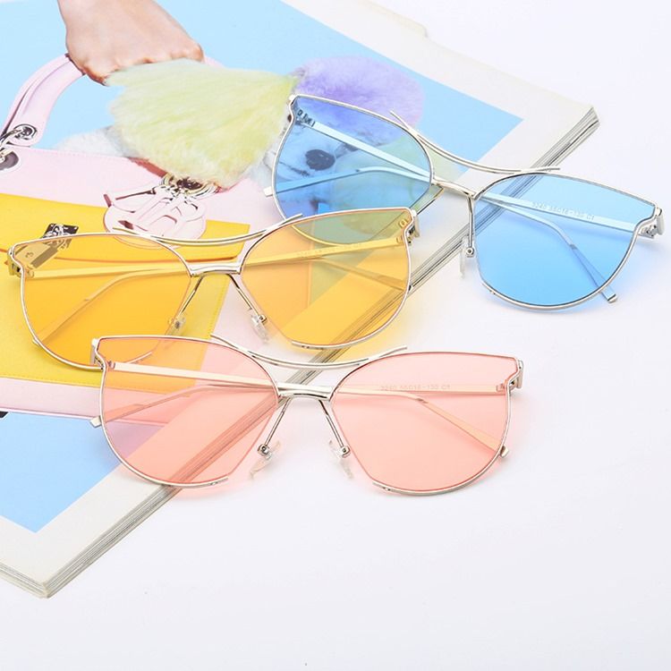 Óculos De Sol Femininos Com Lentes De Metal