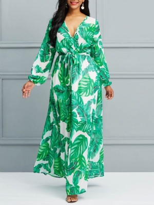 Imprimir Lanterna Manga Vestido Feminino