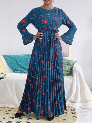 Imprimir Vestido Feminino De Manga Longa Até O Chão