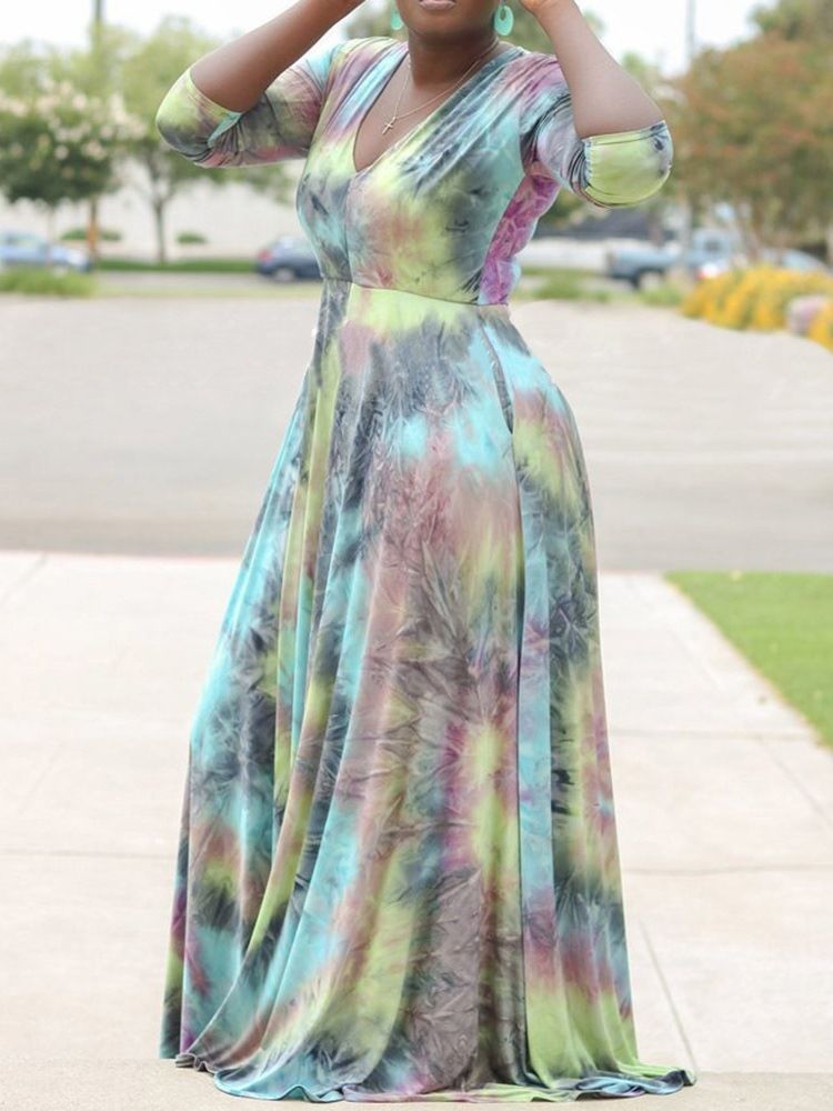 Pulôver Com Decote Em V Até O Chão Vestido Casual Feminino