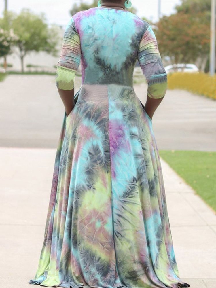 Pulôver Com Decote Em V Até O Chão Vestido Casual Feminino