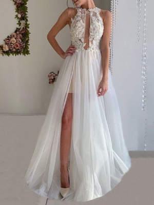 Pulôver Feminino De Malha Sem Mangas Até O Chão Vestido Maxi Branco