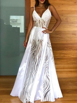 Pulôver Transparente Sem Mangas Com Decote Em V Vestido Simples Feminino