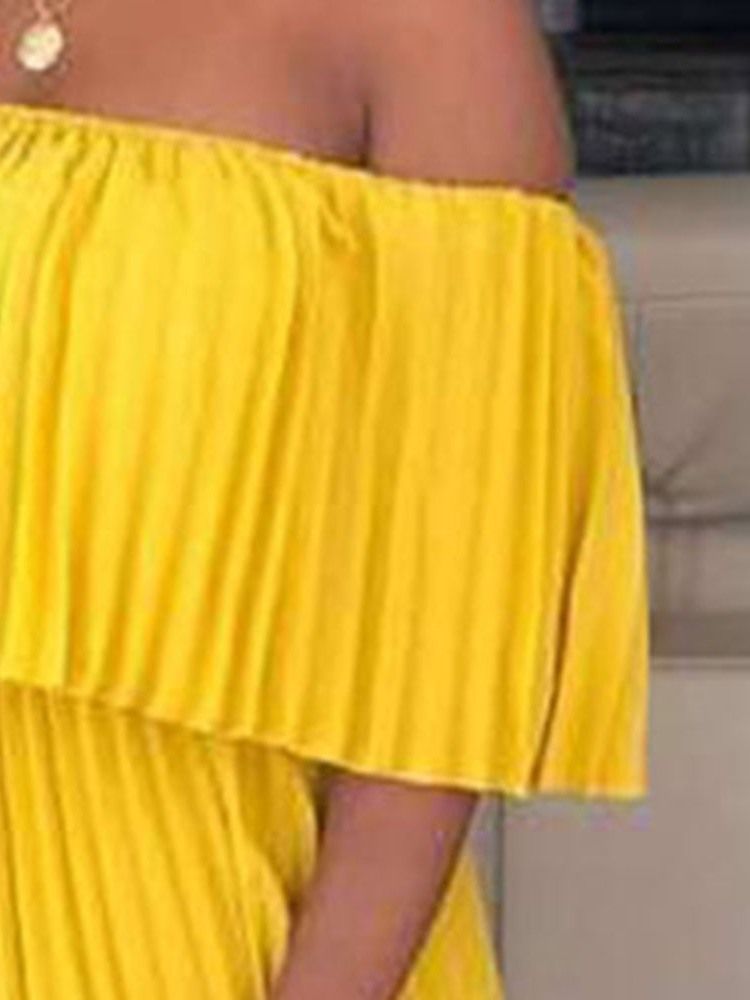 Vestido De Expansão Feminino Assimétrico Fora Do Ombro Pregueado Colorido