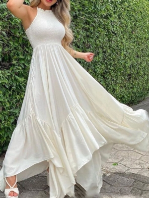 Vestido Feminino Assimétrico Com Gola Sem Mangas Maxi Vestido De Noiva Vestido De Noiva