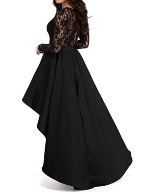 Vestido Feminino Assimétrico De Renda Oca Maxi