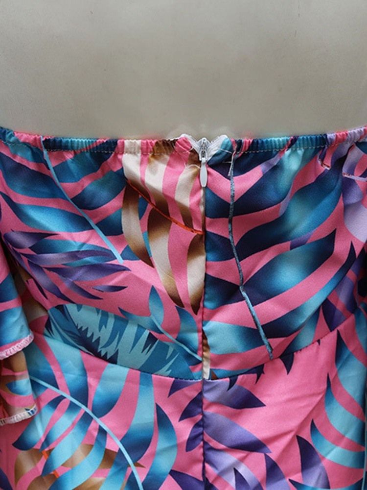 Vestido Feminino Até O Chão Em Falbala Expansão Dos Ombros E Manga Com Babado