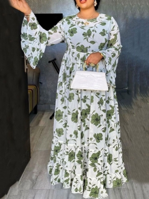 Vestido Feminino Até O Chão Em Torno Do Pescoço E Manga Comprida Pulôver