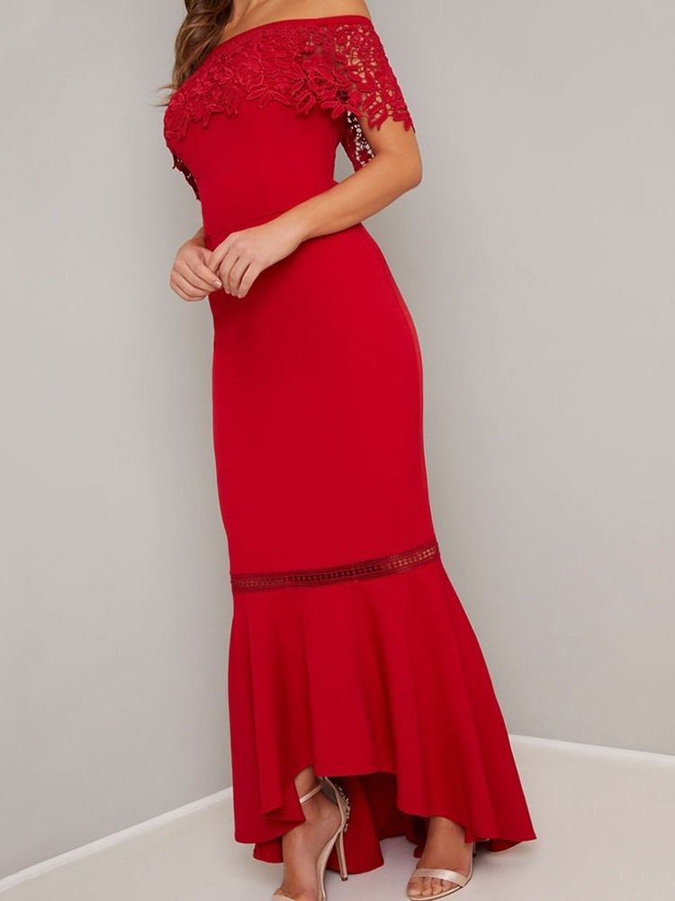 Vestido Feminino Até O Chão De Manga Curta Patchwork Verão Cintura Média