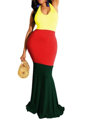 Vestido Feminino Até O Chão Sem Mangas Com Renda Cintura Média Sereia Sereia
