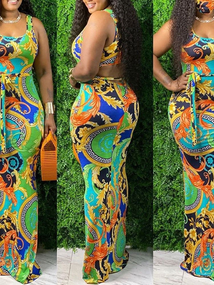 Vestido Feminino Com Cordões Até O Chão E Cintura Média Com Estilo De Viagem