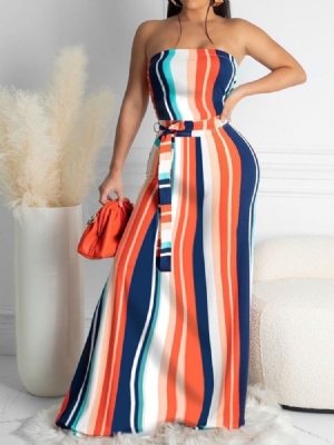 Vestido Feminino Com Cordões Até O Chão Sem Mangas Bodycon Pullover