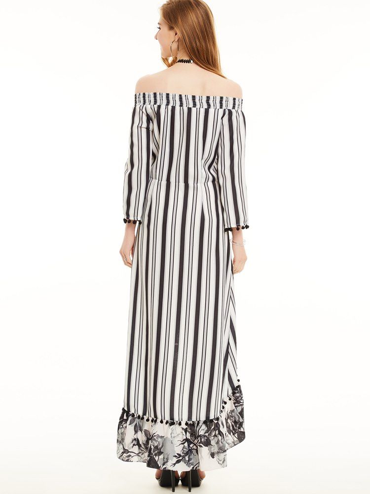 Vestido Feminino Em Patchwork Com Estampa Listrada Vertical