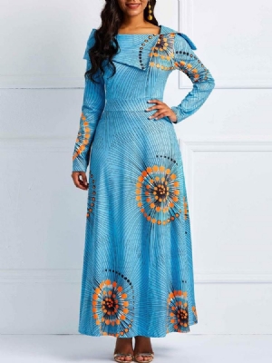 Vestido Feminino Estampado Sem Mangas Na Cintura Padrão A-line