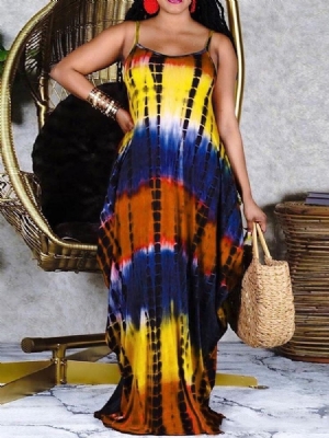 Vestido Feminino De Gola Quadrada Sem Mangas Até O Chão Bud Gradient