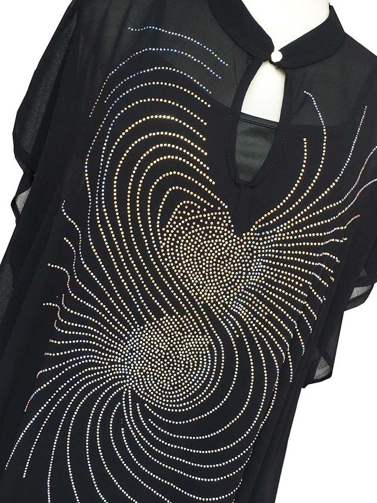Vestido Feminino De Manga Curta Diamante Até O Chão Para Festa Geométrica