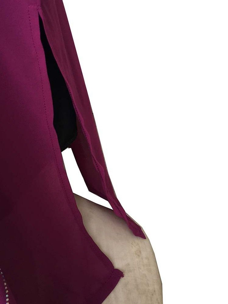 Vestido Feminino De Manga Curta Diamante Até O Chão Para Festa Geométrica