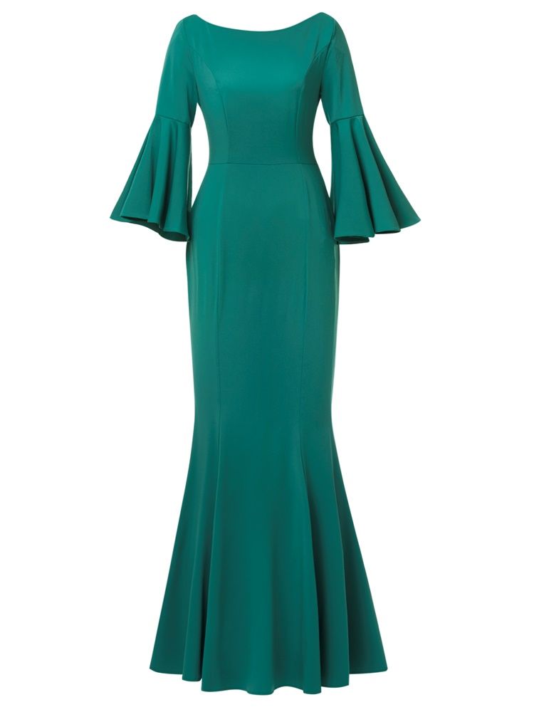 Vestido Feminino De Manga Curta Sem Encosto Sereia