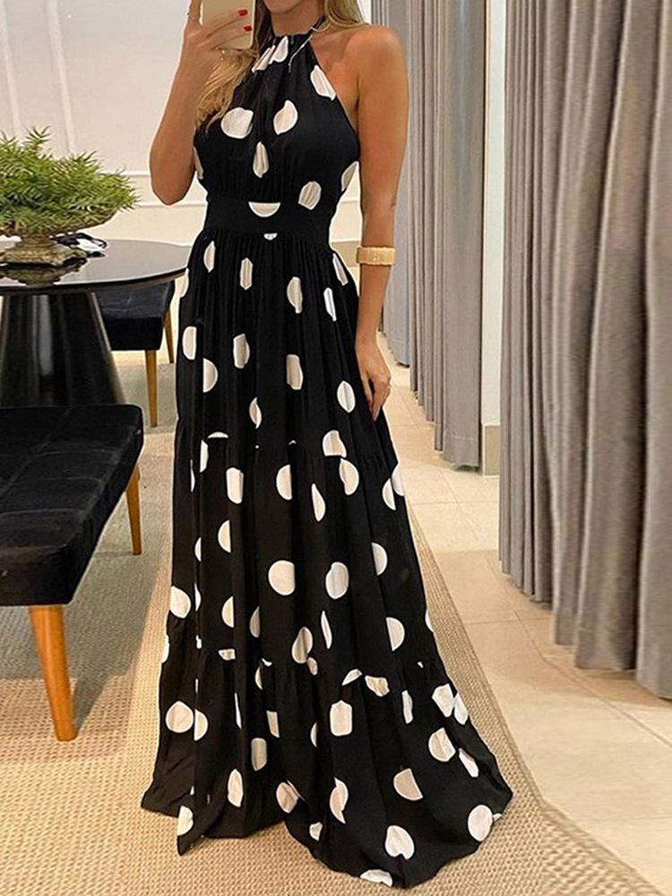 Vestido Feminino Patchwork Longo Sem Mangas Pulôver De Expansão