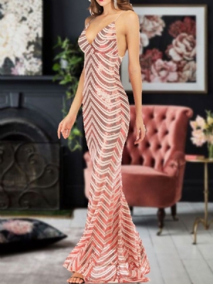 Vestido Feminino Sem Mangas Até O Chão Com Decote Em V Vestido De Verão