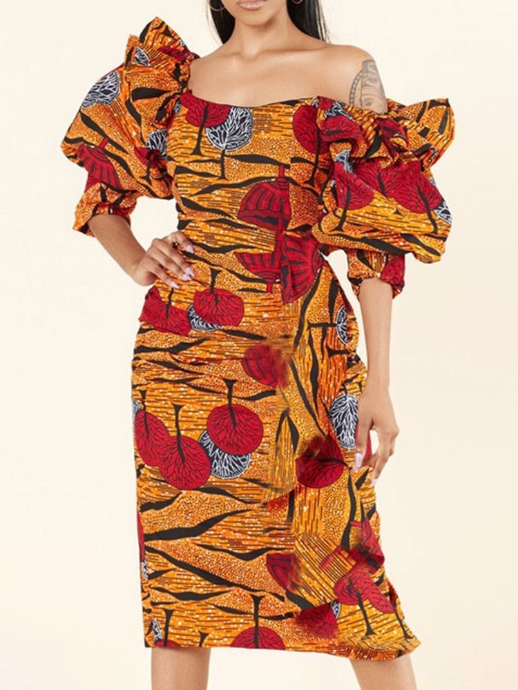 Vestido Feminino Sexy De Cintura Alta Com Manga Três Quartos Dividida Meia Canela