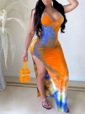 Vestido Feminino Sexy Sem Mangas Até O Chão