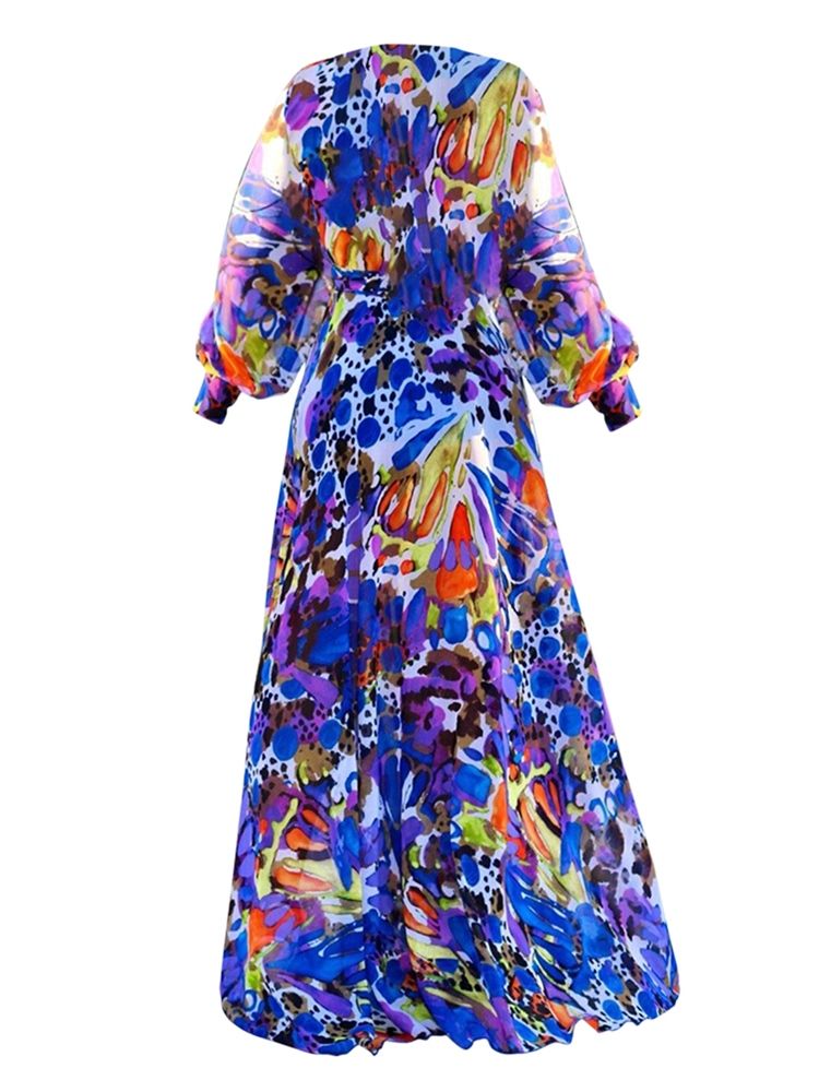 Vestido Longo Feminino Leopardo De Expansão Até O Chão