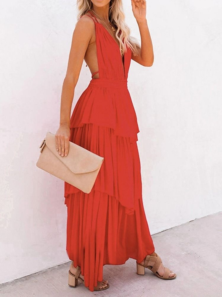 Vestido Pulôver Feminino Sem Mangas Até O Chão E Sem Costas