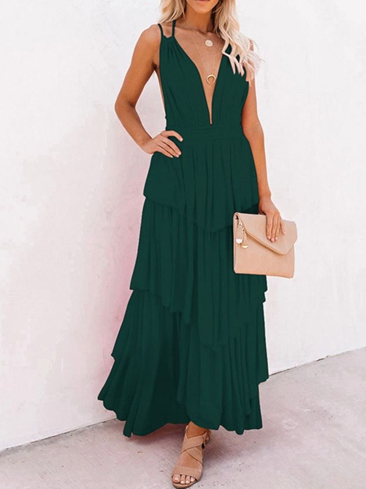 Vestido Pulôver Feminino Sem Mangas Até O Chão E Sem Costas