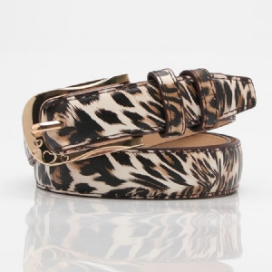 Cinto De Pu Com Estampa De Leopardo E Fivela De Alfinete