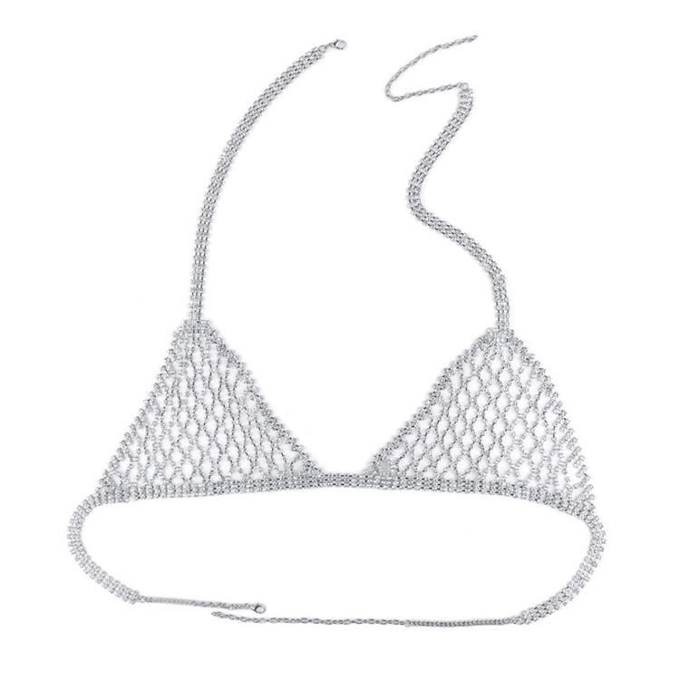 Colar De Corrente Simples Diamante Bra Body