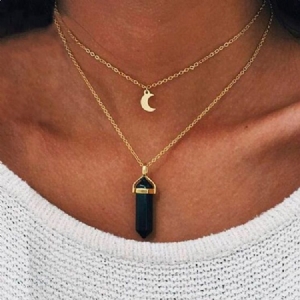 Colar Feminino De Dupla Camada Moon Bullet