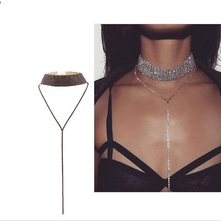 Colar Gargantilha De Strass Espumante Completo