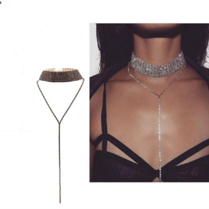 Colar Gargantilha De Strass Espumante Completo
