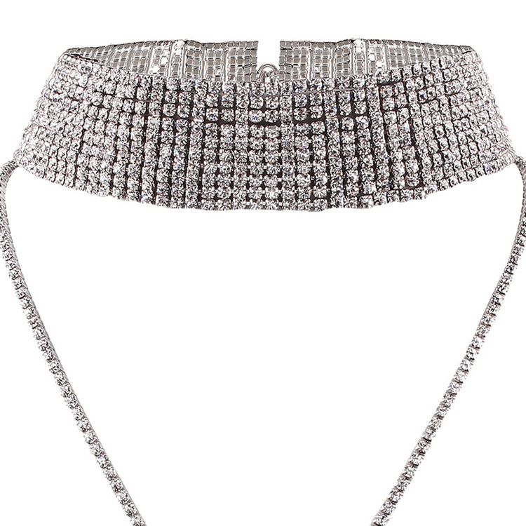 Colar Gargantilha De Strass Espumante Completo