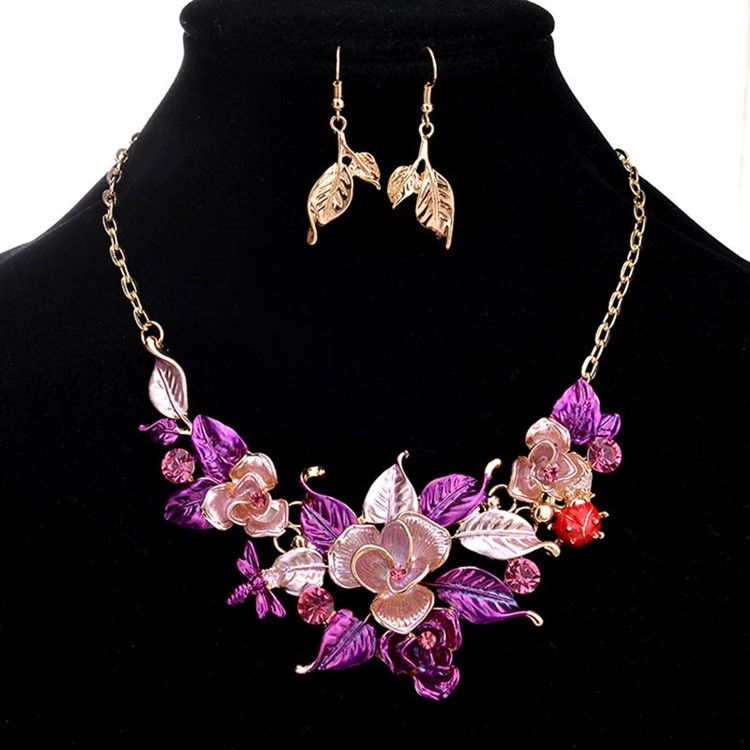 Conjunto De Joias De Flores Ultravioleta Para Mulheres