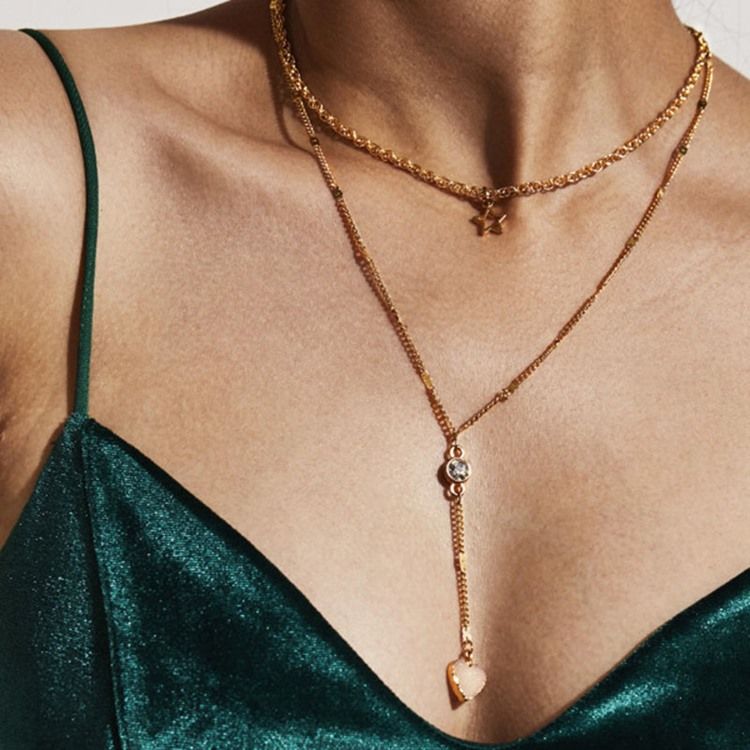 S Colar Longo Feminino Com Pingente De Coração Sedutor