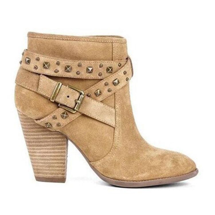 Biqueira Redonda Com Zíper Lateral Liso Botas De Tornozelo Femininas