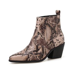 Bloco De Cores Botas Serpentinas Femininas Com Salto Grande E Calcanhar