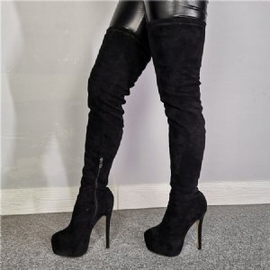 Botas Altas De Joelho Com Zíper Lateral Feminino