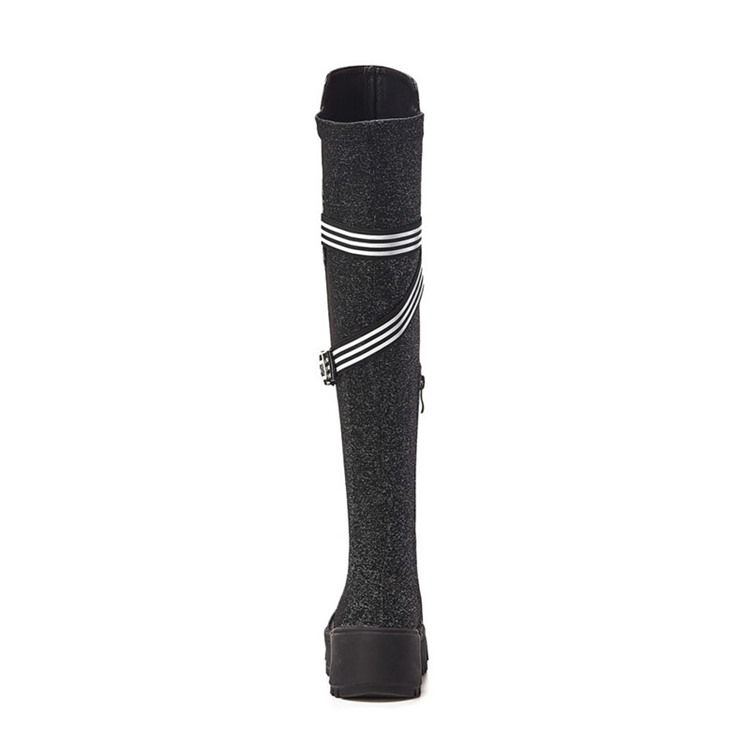 Botas De Cano Altas Com Zíper Lateral Do Dedo Do Pé Redondo Personalizado Feminino