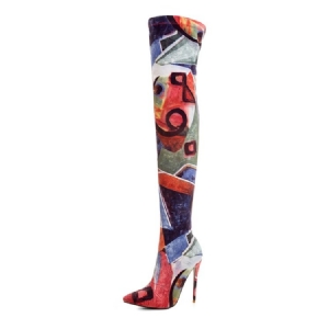 Botas De Cano Alto Deslizando Com Bloco De Cor Feminino
