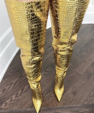 Botas De Cano Alto Feminino Com Dedo Do Pé Pontiagudo Para Trás